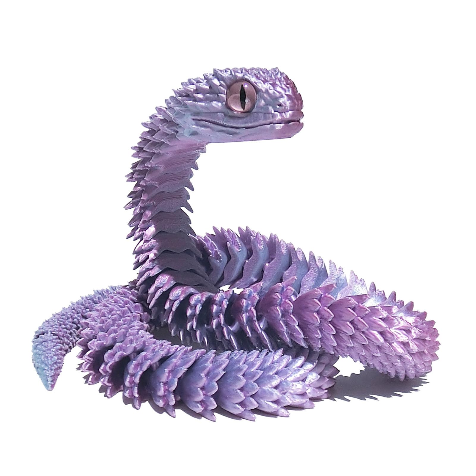 Bodhi2000 Articulated Snake Decor Lifelike Sculpture 3d Printed Figurine Movable Joints Figure Animal Model Toy Home Office Bookshelf Desktop Decoration Light Purple 30cm