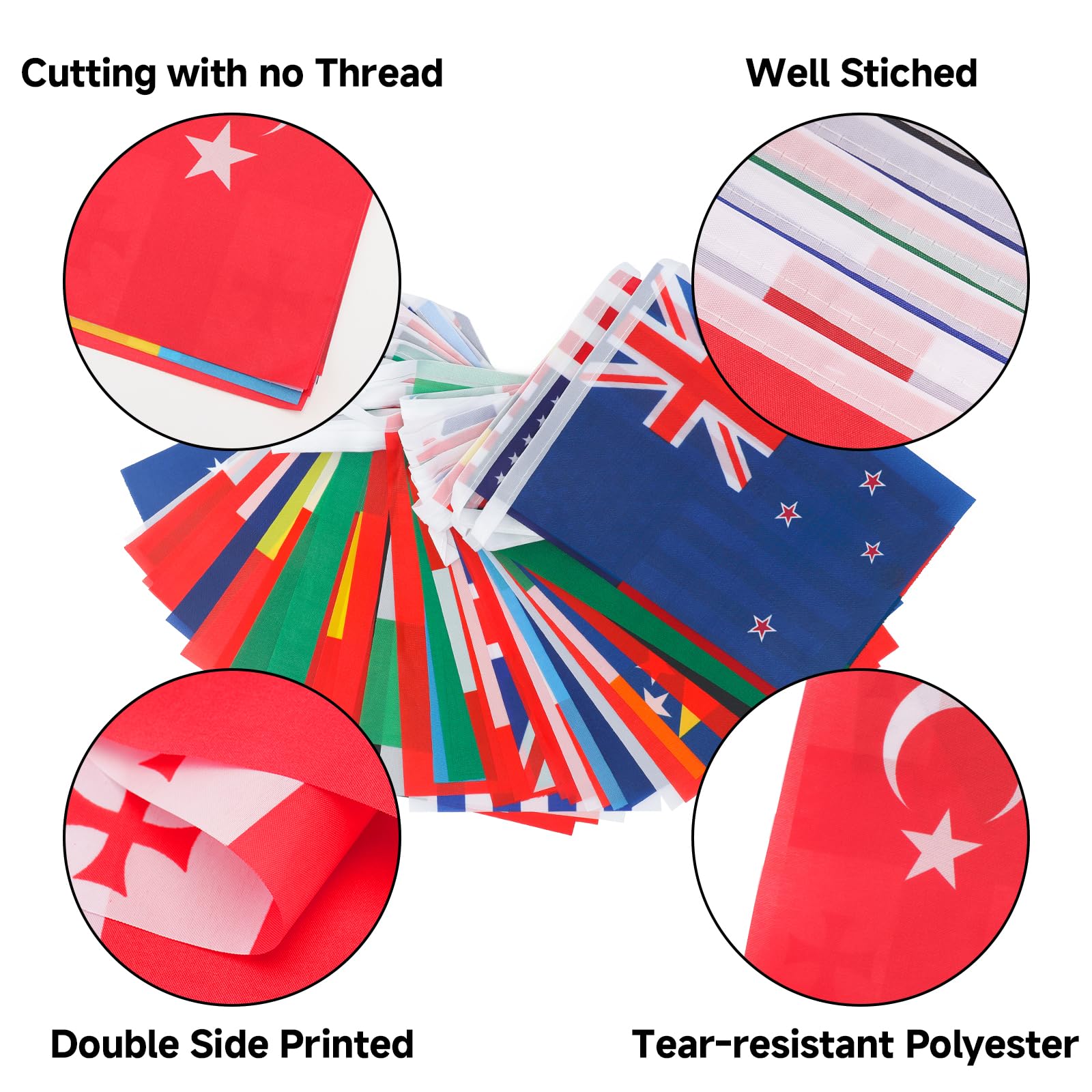 G2PLUS 48 Drapeaux du Coupe du Monde: 15 m Bannière pour Coupe du Monde 2026 - Świąteczne decoracje piłkarskie przy barze decorowym, Fête, Maison, Jardin i Terrasse (14 x 21 cm)