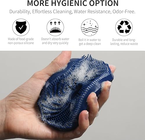 Miniatura 2 de Cepillo de baño de ducha de 3 generación, 2 unidades de silicona para masaje, suave masaje, más higiénico que la lufa, exfoliante suave para pieles