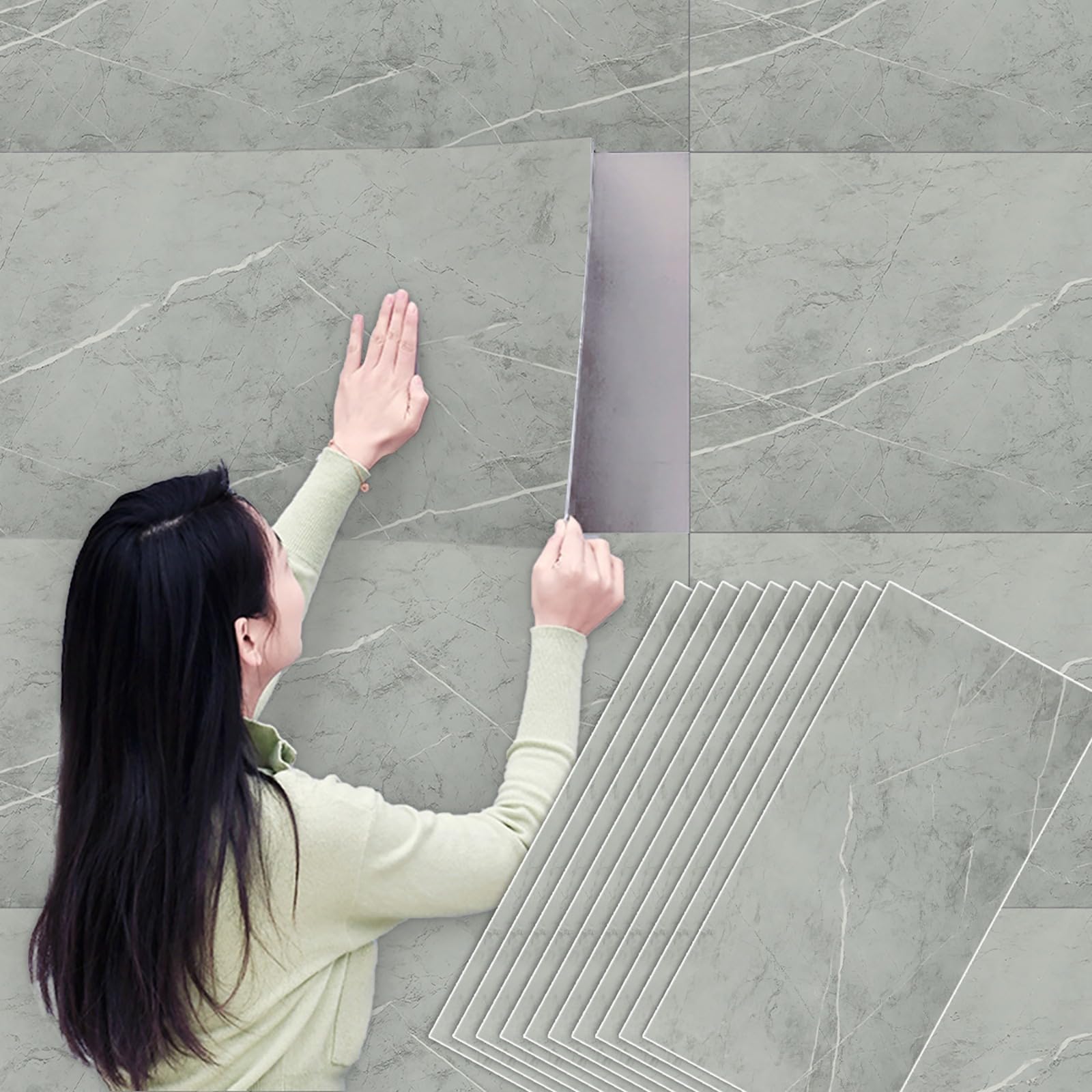 Camiraft Peel and Stick Wall Panels Self-Adhesive Mable Effect Wallpaper Waterproof Insulating Wall Panels 2.2mm Thick Contact Paper for Kitchen,Living Room,Bedroom,Ceilings,Cabinets,Grey 60x30CM — image 1