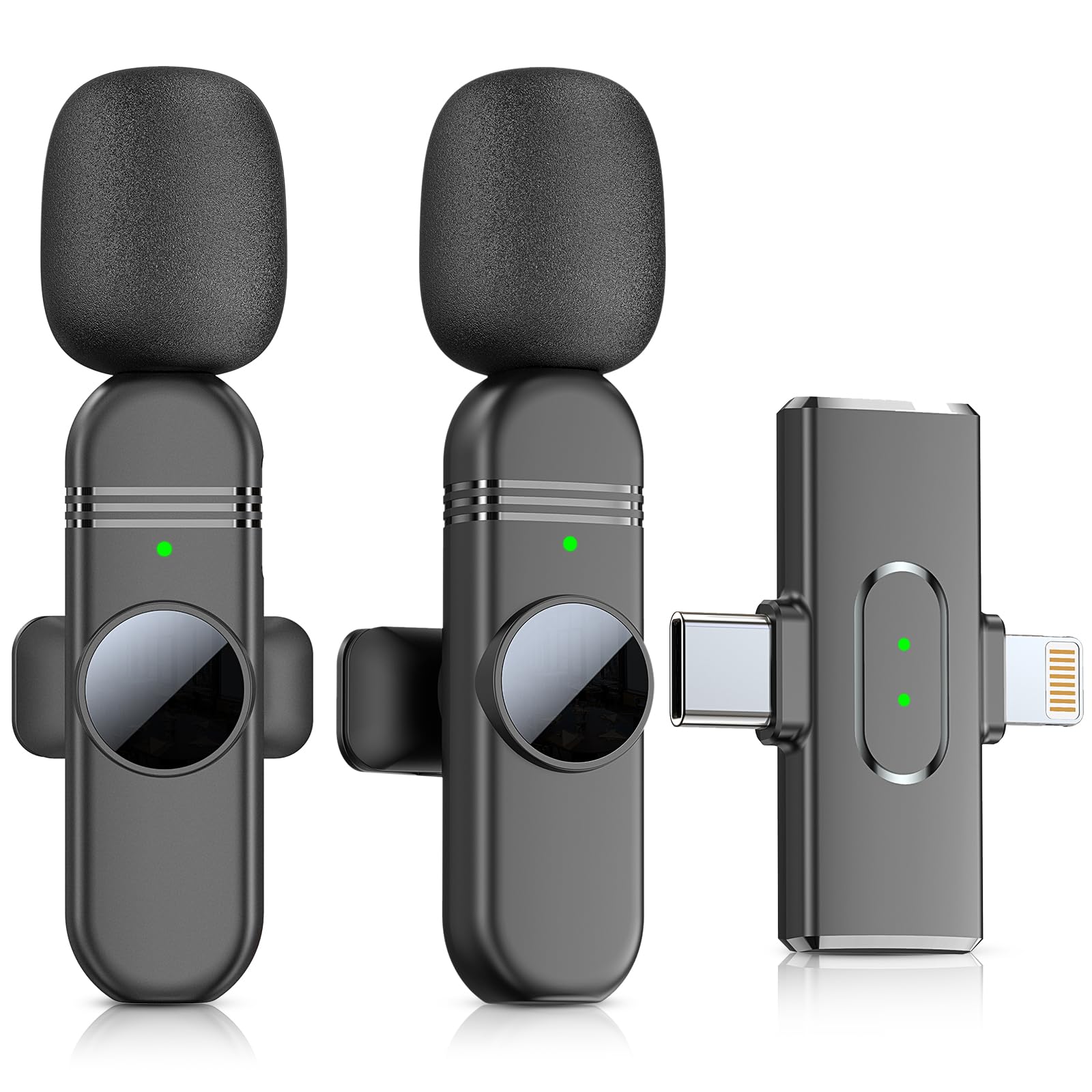 CDMVAB 2 Pack Wireless Microphone for iPhone,Android Phone(2 in 1