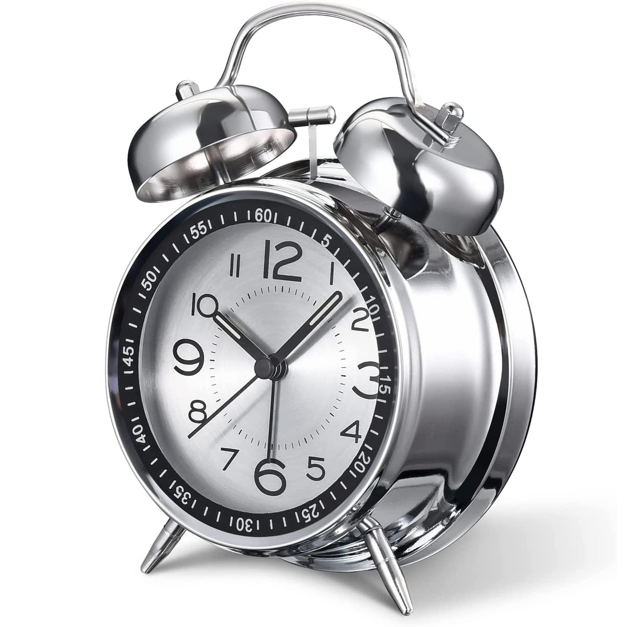 Sveglia Analogica Silenziosa Twin Bell Victoria – Diametro 8 Cm Con Luce Notturna – Stile Retrò Britannico