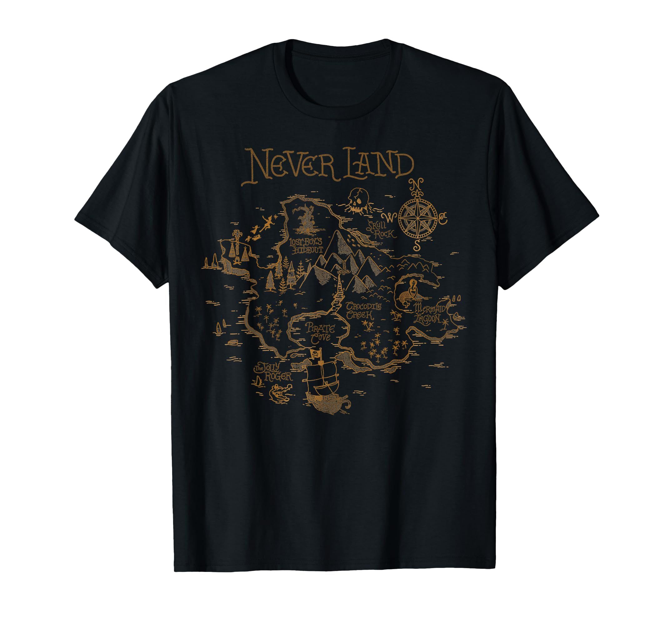 Disney Peter Pan Never Land Map Graphic T-Shirt T-Shirt Small
