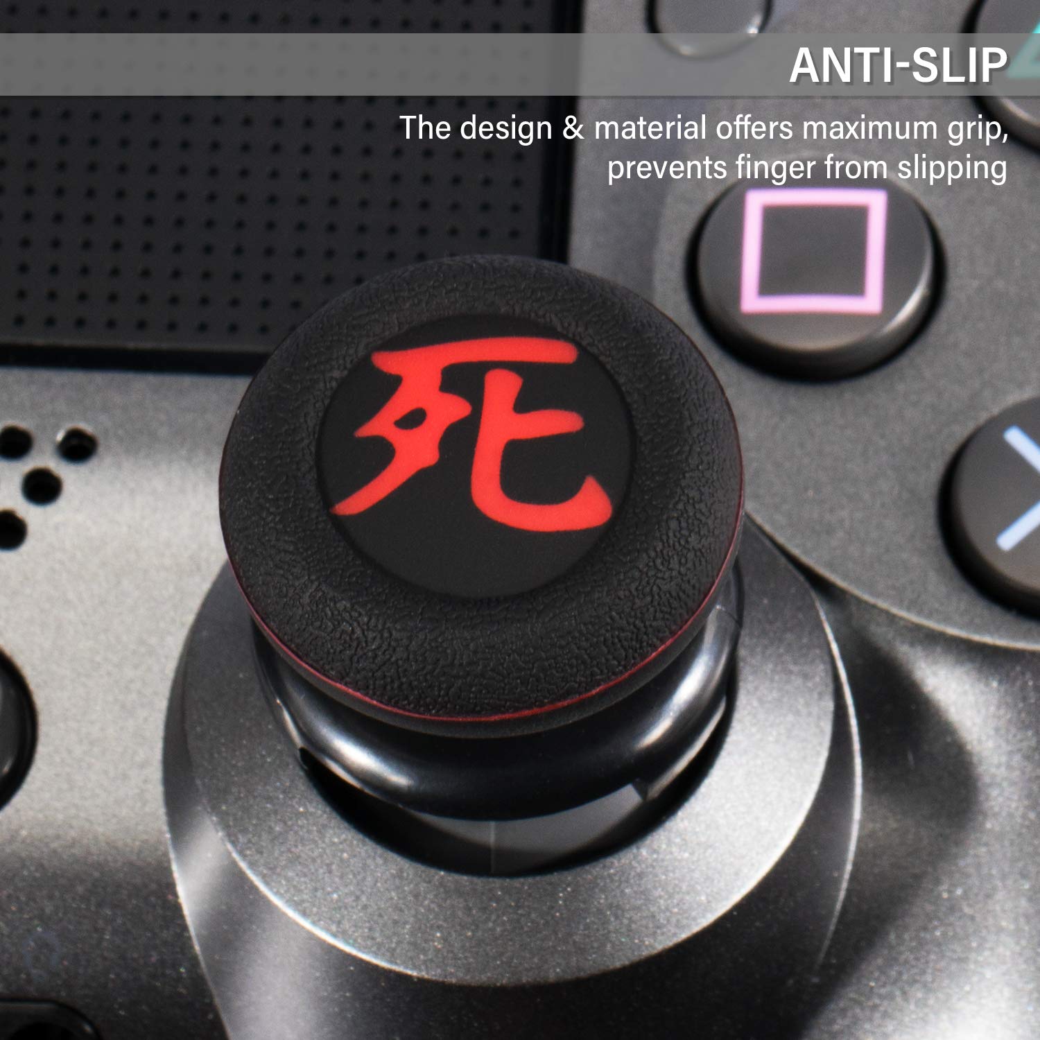FPS Thumbstick Grip Agarres para el Pulgar Extensor Y Impresión Caucho Silicona Apretón Cubrir 4 para Controlador PS5 Dualsenese y PS4 (Muerto Peligro)