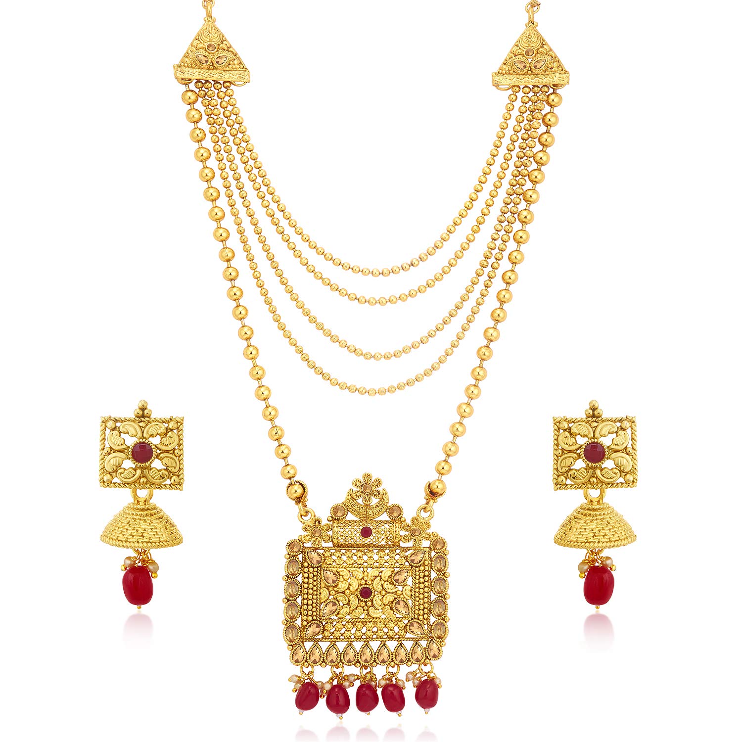 Sukkhi Floral Gold Plated Wedding Jewellery LCT Stone Long Haram Necklace Set For Women (N83785) (B07Z1YQ68Z) Amazon Price History, Amazon Price Tracker