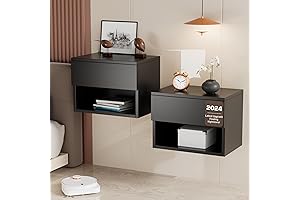 Modern Floating Nightstand Set of 2, Wall Mounted Bedside Table with Drawer