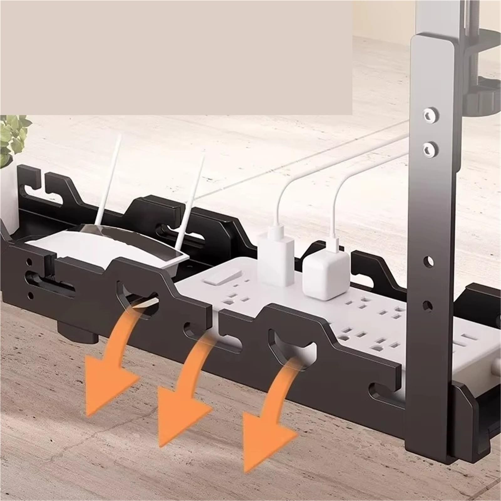 Vassoio for la gestione dei cavi sotto scrivania in metallo | Ufficio domestico da 40-74 cm: gestione dei cavi in ​​metallo senza perforazione sotto la scrivania(40cm)