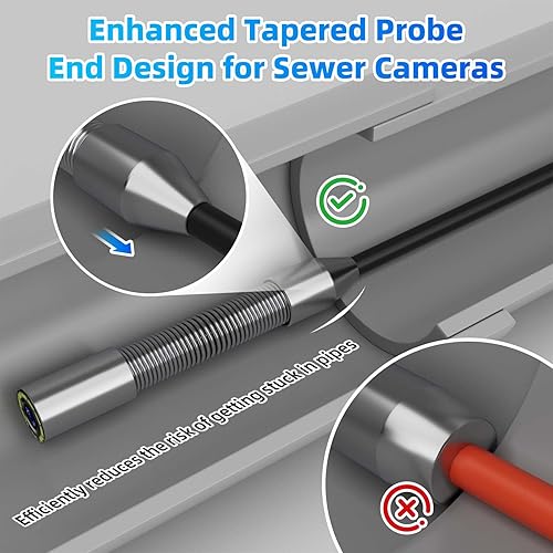 Vista 5 de Sanyipace Sewer Camera 100FT/30M, 5" IPS HD Inspection Camera with 32GB TF Card, DVR with Speaker, 8 LED Lights, Waterproof Pipe Camera for Drain