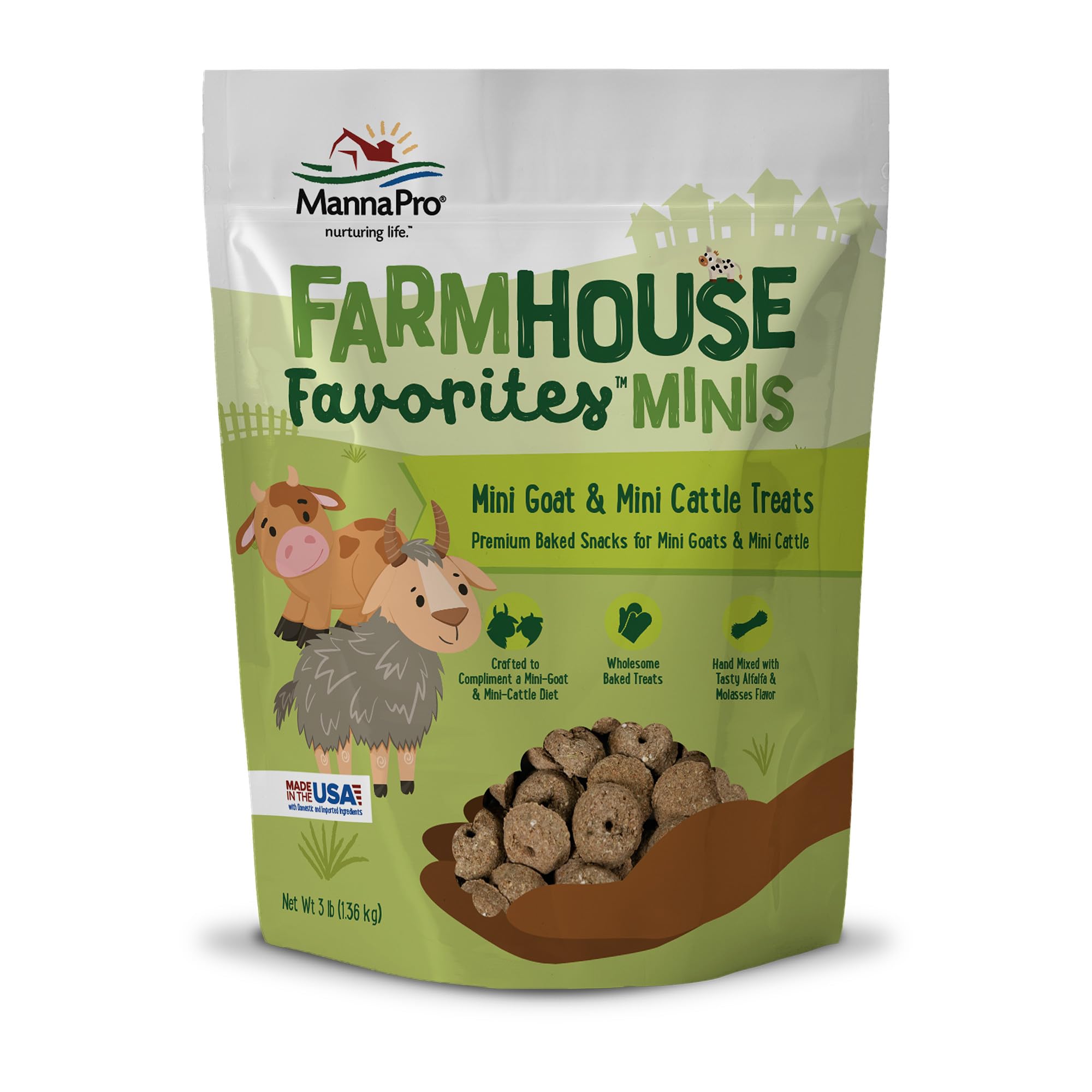 Manna Pro Farmhouse Favorites Mini Goat &amp; Cattle Treats, 3 lb Bag