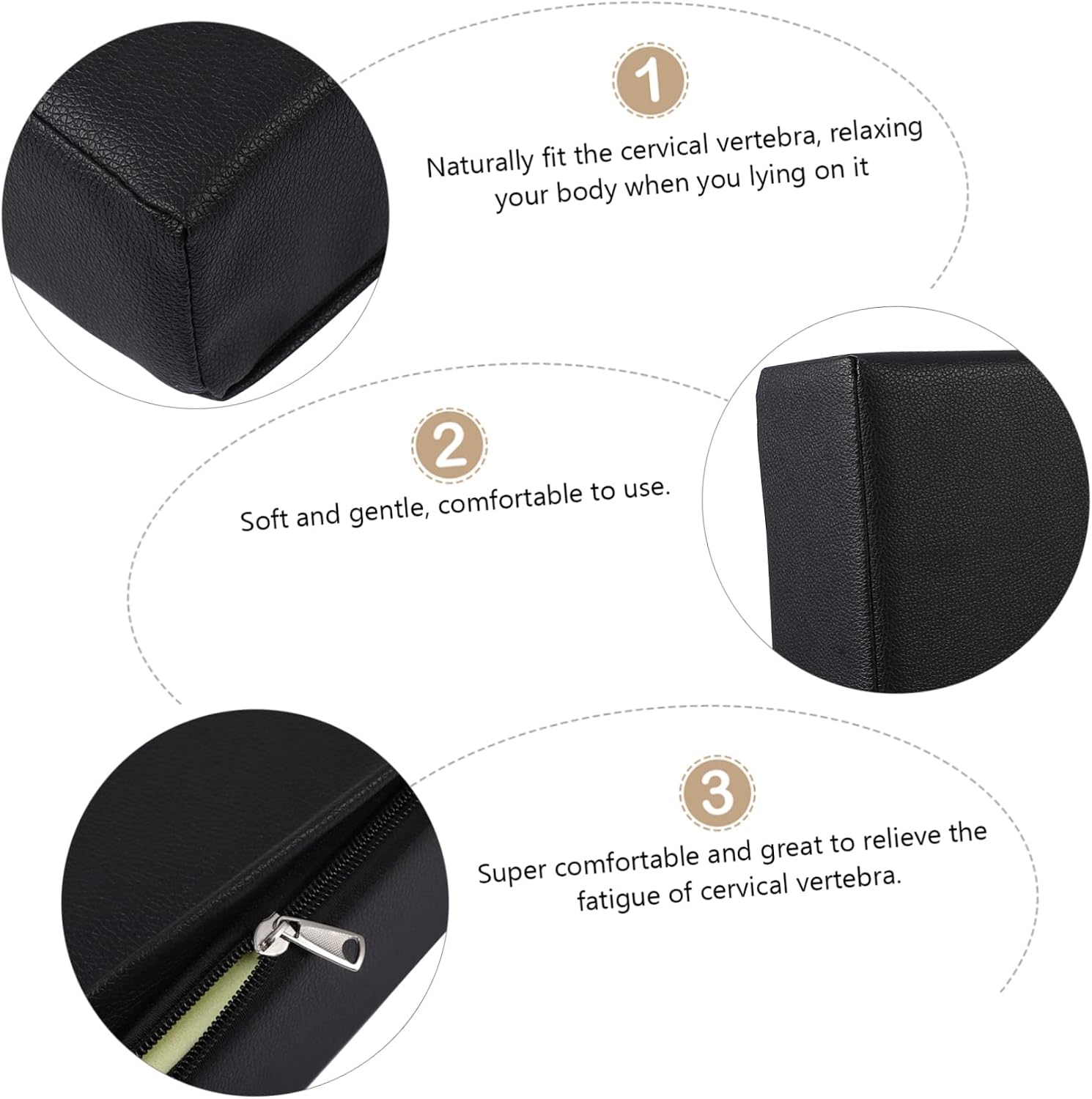 1pc Salon Massage Table Pillow for Yoga Spa Cervical Relief Soft Pu Leather Cover