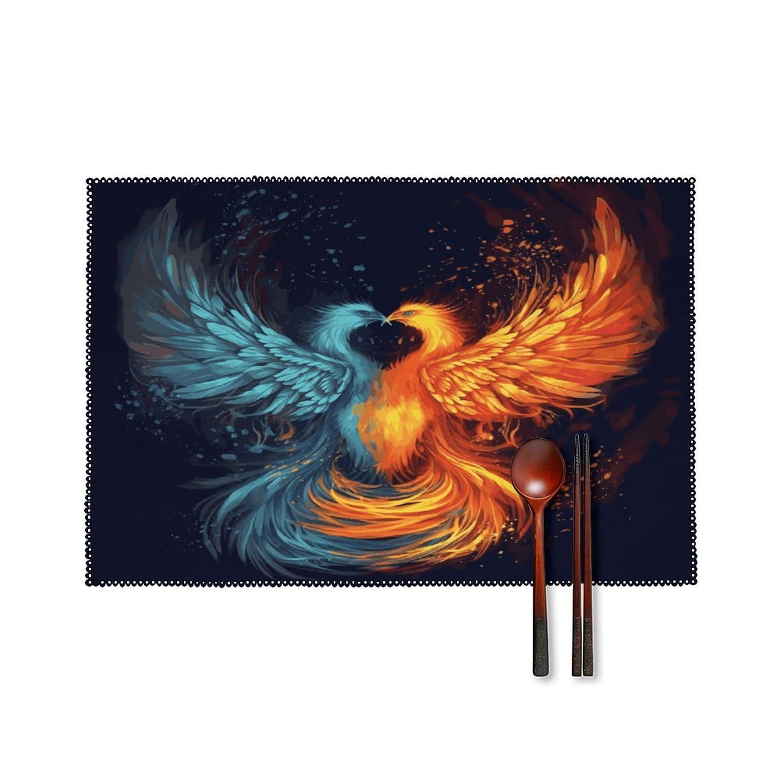Fodpand Style Fire And Water Phoenix Placemats Set Of 4 Place Mats Table Mats