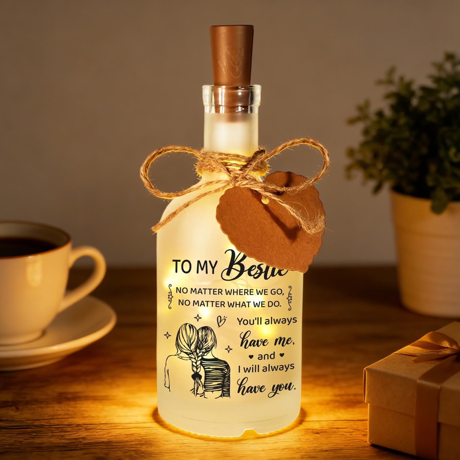 Aurelx Bestie Gifts, Friendship Gifts for Women, Decorative Friendship LED Bottle Lights, Exquisite Bottle Lights with Cork for Friend Bestie Soul Sister