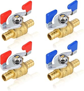 4PACK GUOFIS PEX Crimp Full Port Ball Valve with Butterfly,1/2 Inch