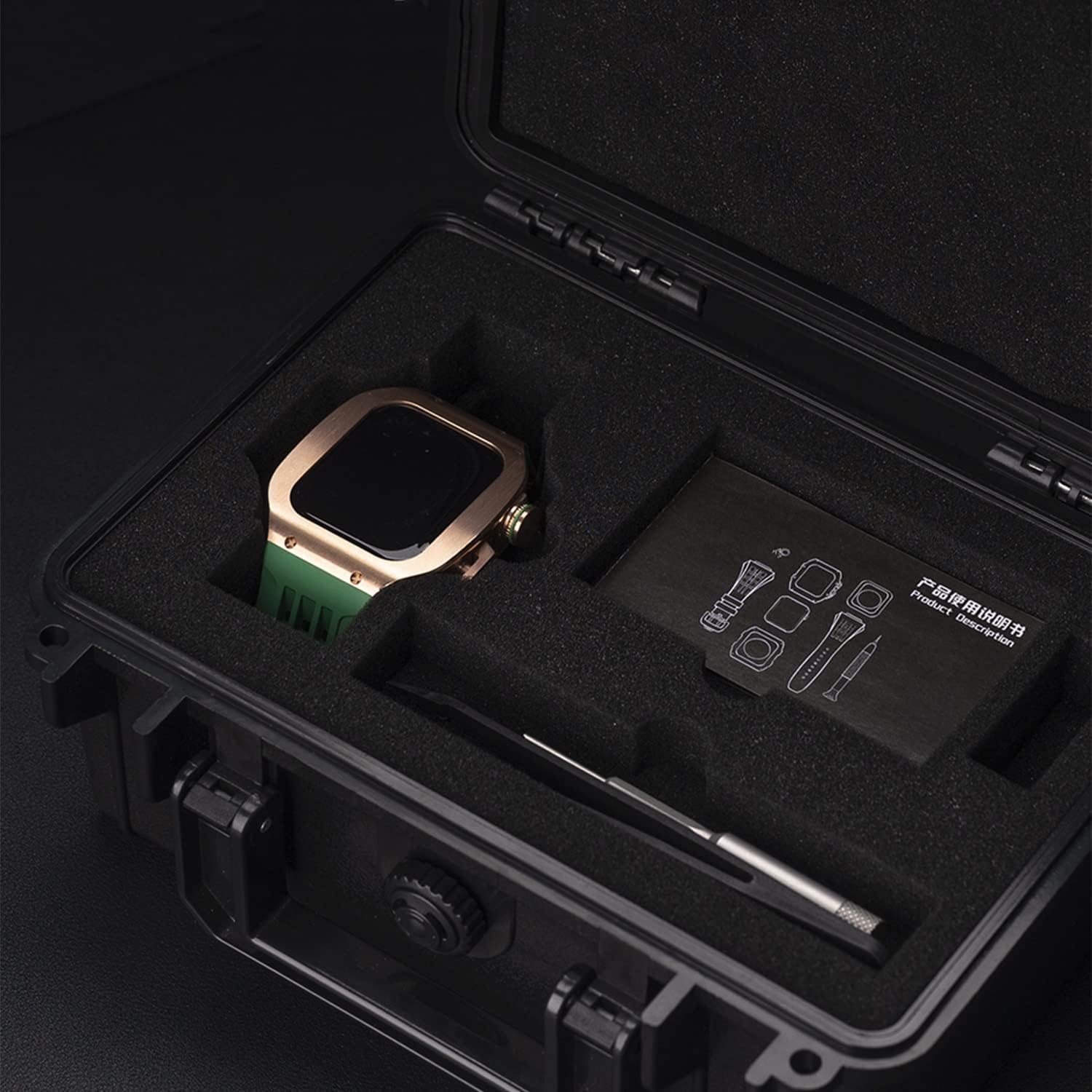 Luxury Titanium alloy Case Rubber Strap Modification Kit，For Apple Watch 8 7 6 SE 5 4 SE 44MM 45MM Series Watch Replacement Watch Strap