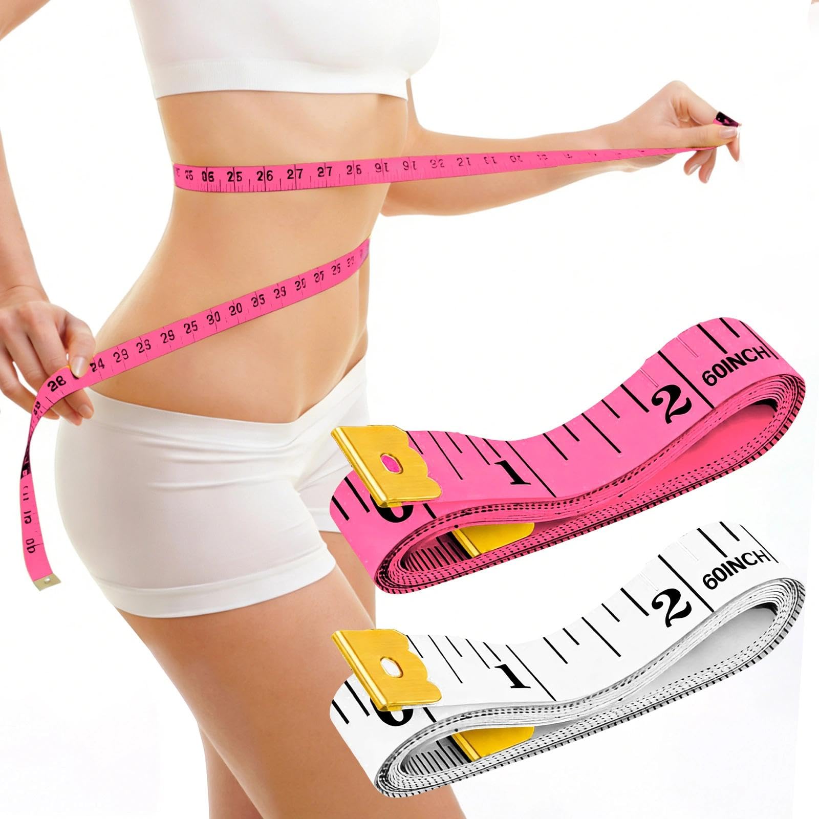 Juego de 2 cintas métricas de costura de 59.05 pulgadas, kit de regla de medición multicolor suave para mediciones de tela, cuerpo y ropa
