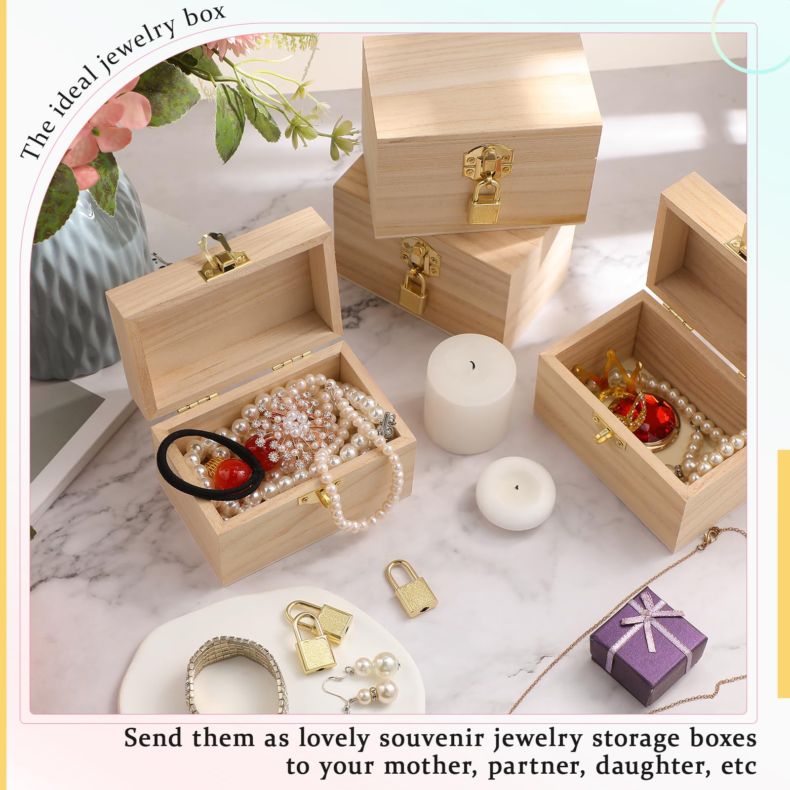 Amazon.com: CroBlissful 24 Set 4.7x3.2x3.2'' Unfinished Wood Box