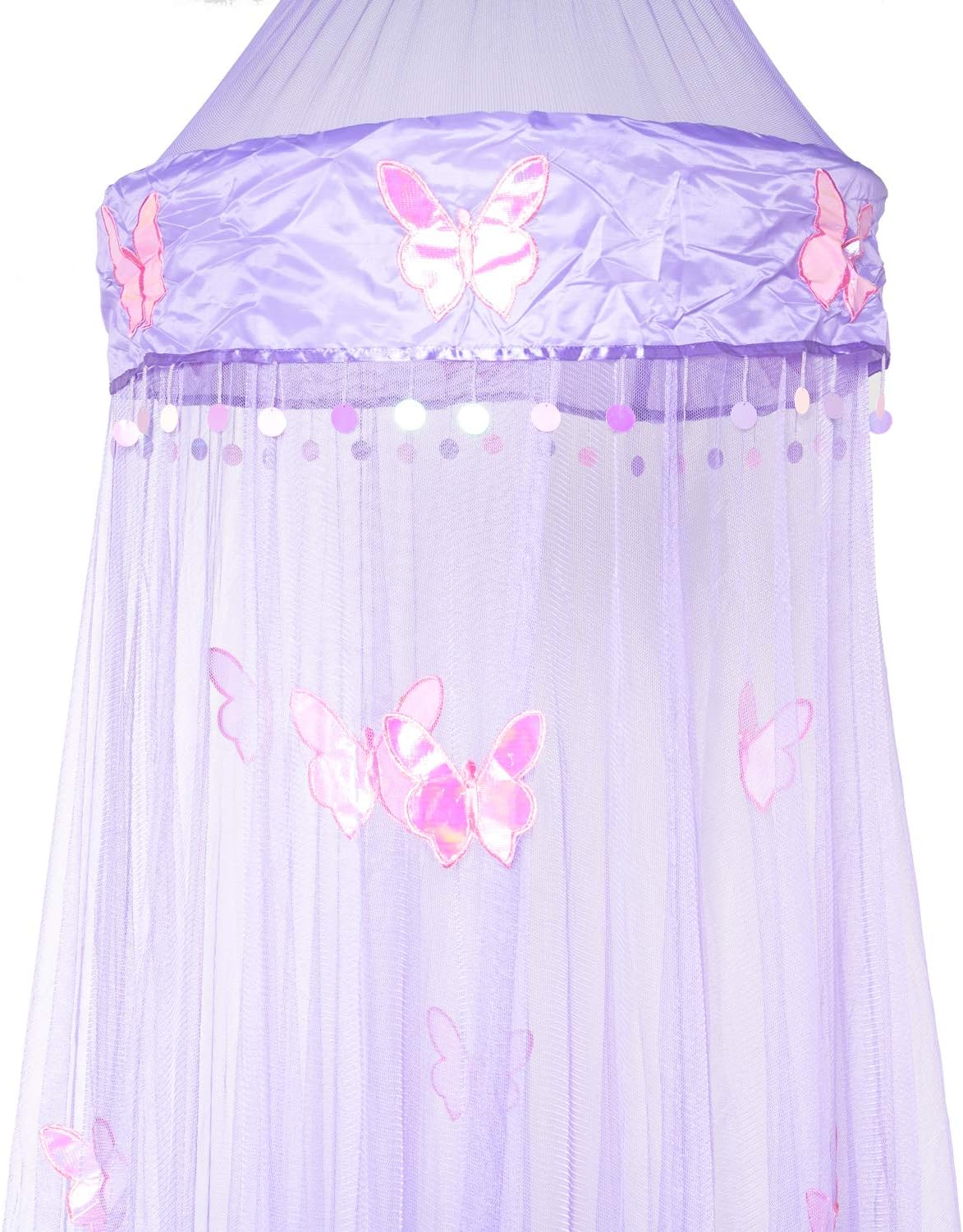 OctoRose Purple Butterfly Round Hoop Bed Canopy Net | Hanging Canopy Bed Drapes | Fits Full Crib, Kids, Twin, Queen, King Mosquito Netting 60x250x1200CM (Purple)