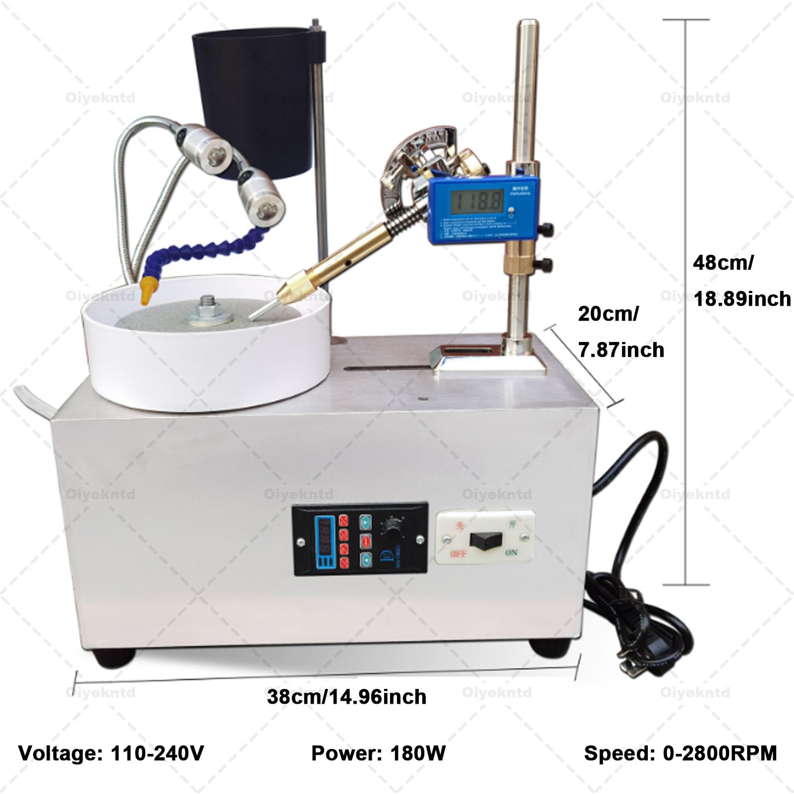 Machine à facettes de pierres précieuses, 2800 tr/min, équipement de lapidairerie pour bijoux, meuleuse plate en jade, machine de polissage de pierres précieuses à facettes en acier inoxydable