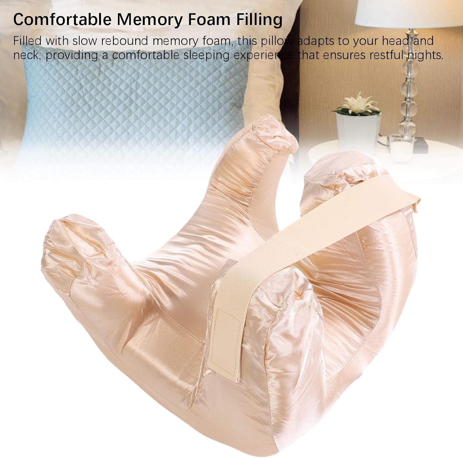 Face Pillow, Silk Fabric Slow Rebound Memory Foam Face Sleeping Pillow Silk Pillow Face Bed Pillow for Back Sleeping Deep Sleeping (Gold)