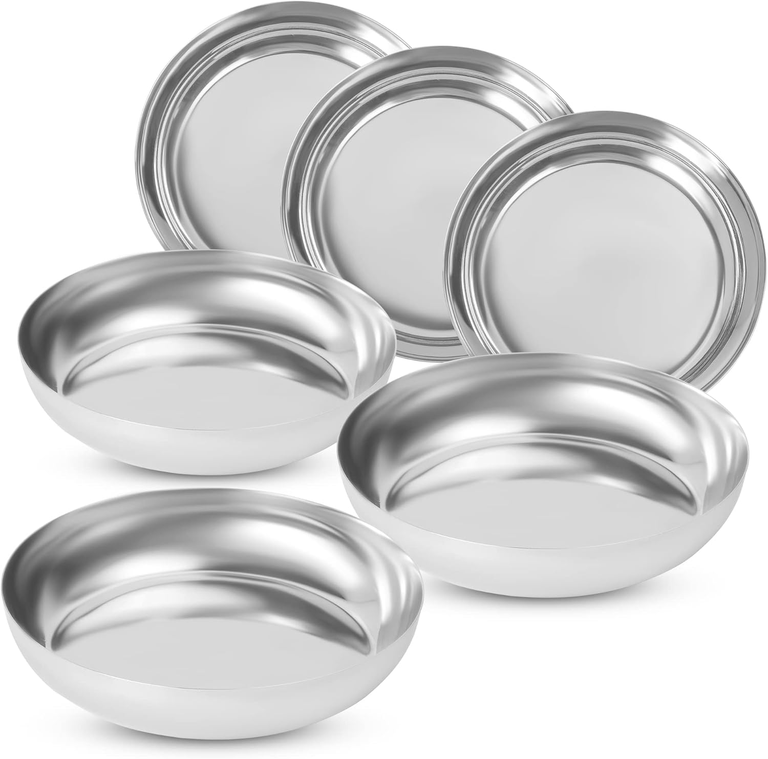 KSJONE Set of 6 Steel Sauce Bowl Round Seasoning Dishes