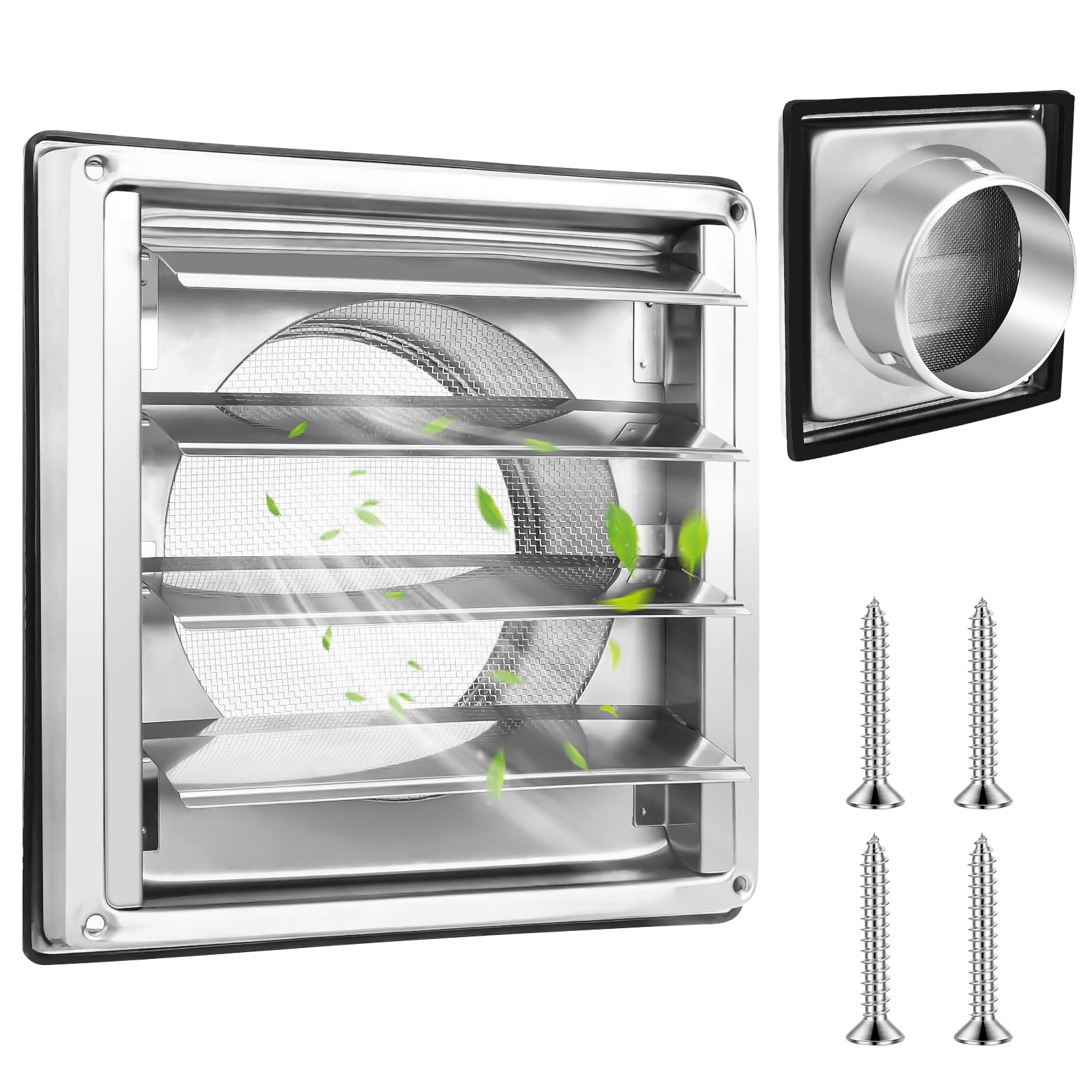 Grille de ventilation 125mm en inox 304 anti-intempéries LURICO