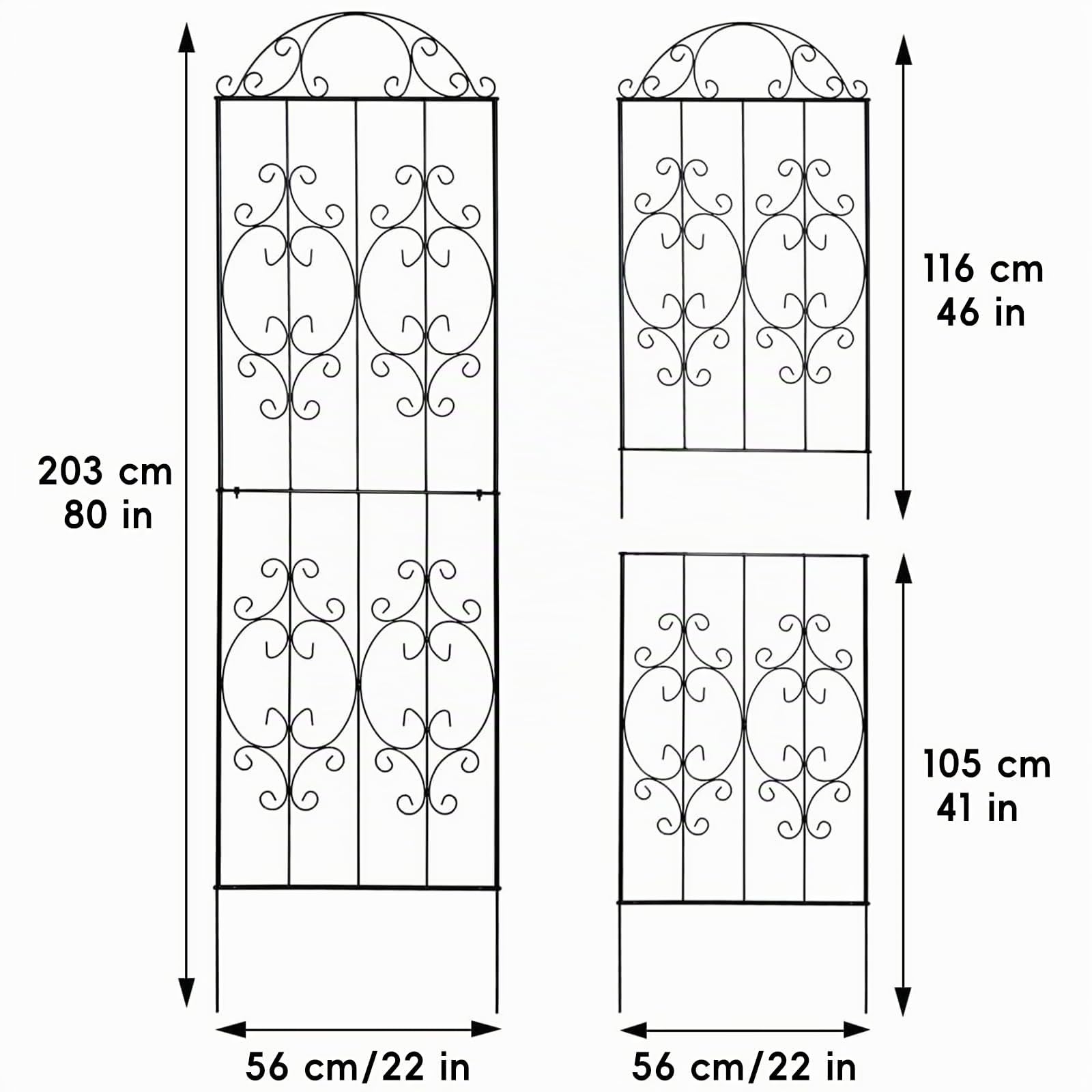 Thealyn Ensemble de 2 Treillis de Jardin de 203 cm de Hauteur sur 56 cm de Largeur, en métal Robuste. Convient pour Soutenir Les Plantes grimpantes telles Que Les Roses, Les légumes, Les vignes
