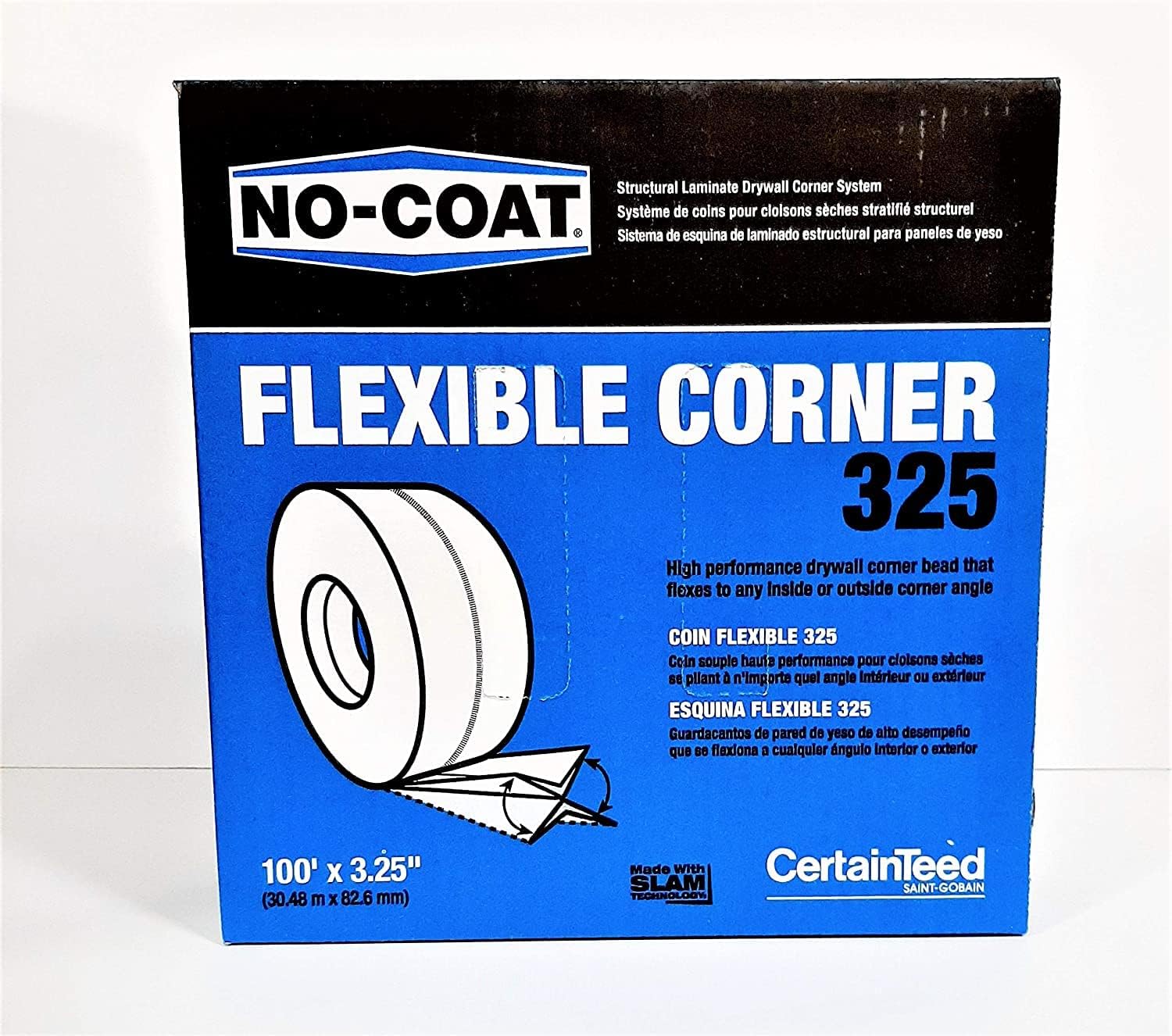 Grabber 318111 Flexible No Coat Drywall Corner Tape, 100' L X 3-1/4" W