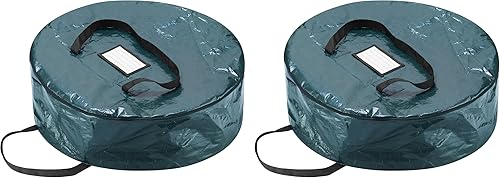 Miniatura 1 de Elf Stor - Bolsa de almacenamiento para coronas de Navidad, bolsa con cremallera de 24 pulgadas con asas, contenedor de plástico para coronas y