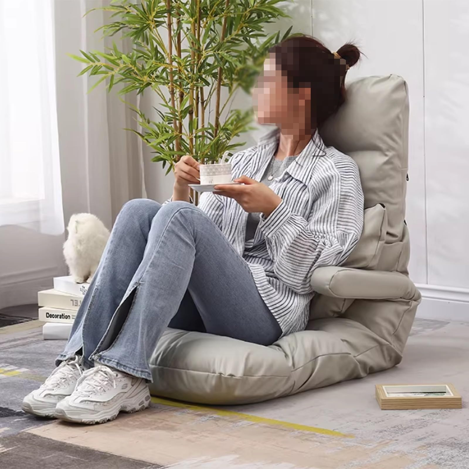 Silla plegable de suelo con respaldo ajustable, sofá semiplegable para meditación, seminarios, lectura