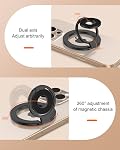 Phone Ring Holder Grip with Dual-Side Magnets, Universal Magnetic Kickstand Stand, Wireless Charging Friendly, Foldable for iPhone, Samsung, Android, Case, Desk, Car Mount, MagSafe Compatible-Black | Wireless Charging Friendly, Foldable Stand for iPh