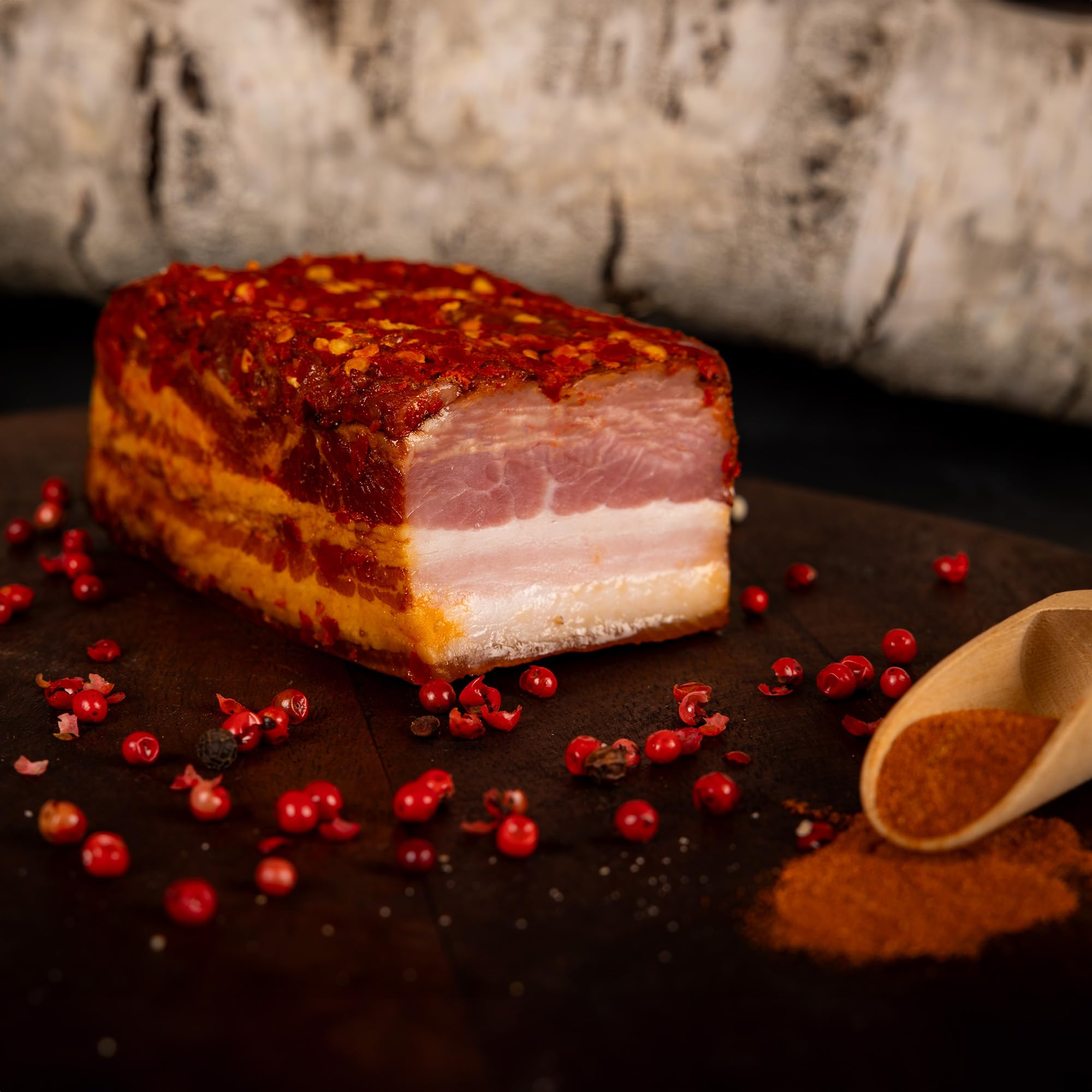 WURSTBARON® Speckpaket mit Chili, Kräutern und Pfeffer, Original Österreichischer Speck, Aromatisch gewürzt, 750g