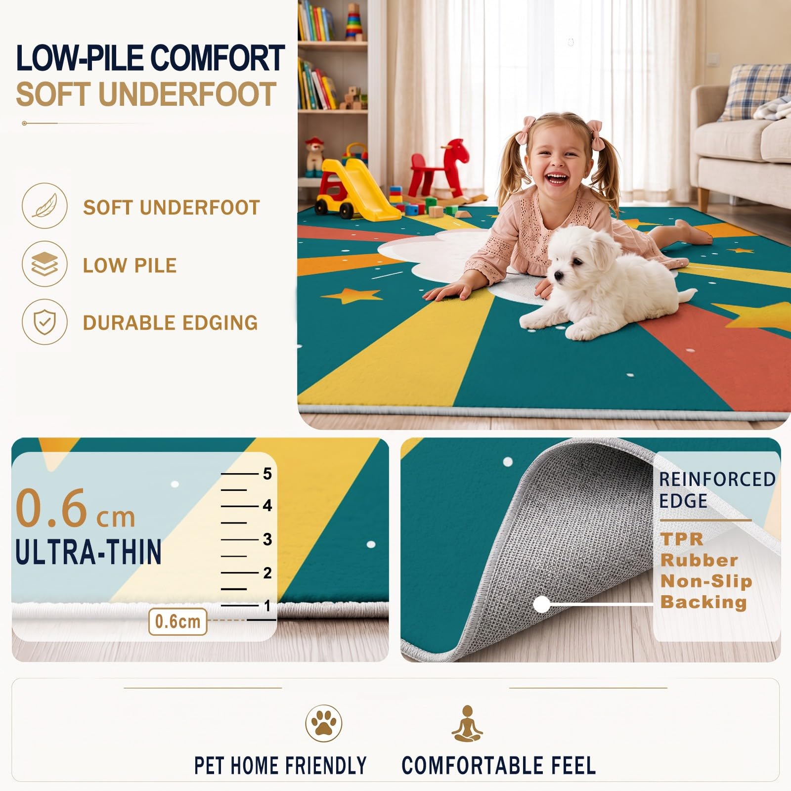 Tapis À Motif Courbes topographiques Lavable et antidérapant pour Salon