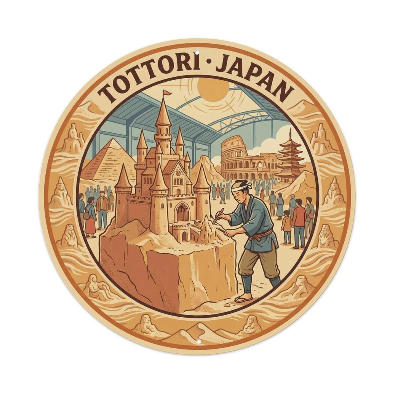 Tottori Sand Sculpture Festival Sculptor Folk Culture Metal Tin Sign