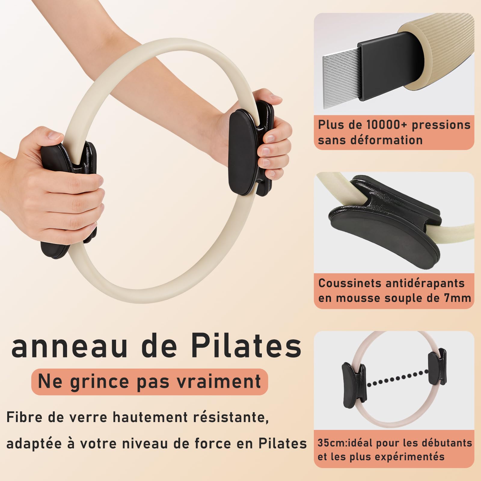 Kit de anillos de pilates, equipo de pilates para fitness en casa con círculo mágico de 13.5 pulgadas, pesas de muñeca y bandas de resistencia, ideal para principiantes, gran opción de regalo