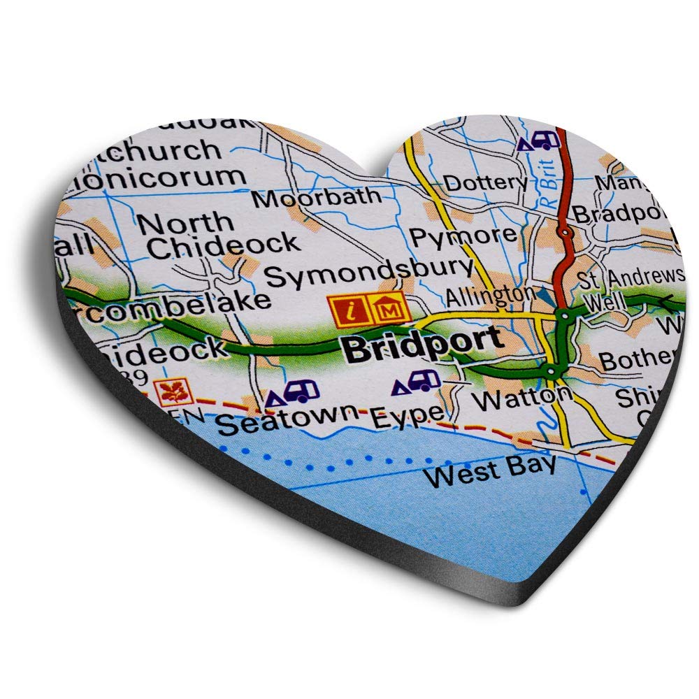 Destination Vinyl Ltd Multicolor 1 X Heart Mdf Magnets - Bridport England Travel Uk Gb 44451