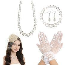 Heliltd 5Pcs Fascinators for Women Tea Party Fascinator Hat for Women Veil Tea Party Hats and Gloves Set