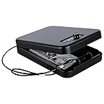 Dalmbox Portable Gun Safe for Pistols with Combination Lock Handgun Lock Box for Nightstand, Travel , Home, Car, Truck (9.4X 6.4 X 1.8)
