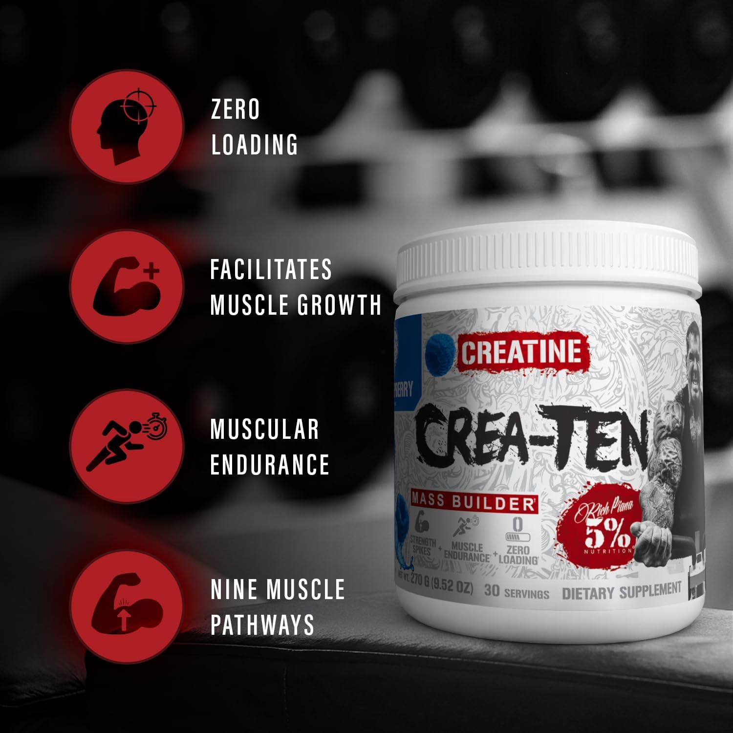 5% Nutrition CreaTEN Creatine Complex + Accelerators | Flavored Creatine Powder for Muscle Gain | Max Power, Strength, Endurance, & Recovery (Lemon Lime)