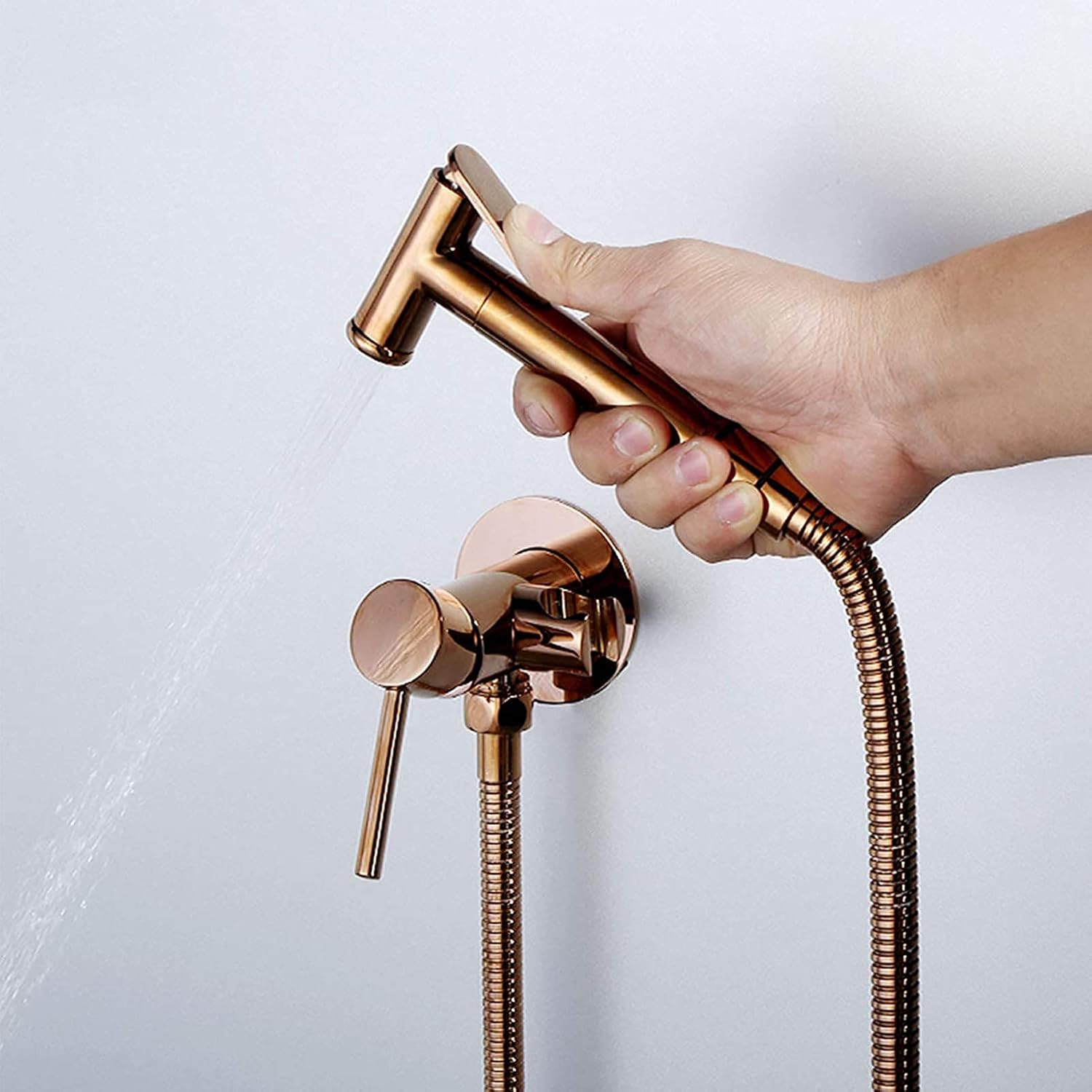 Faucet Hand Held Toilet Solid Brass Hot and Cold Bidet Portable Cloth Diaper Sprayer, Wall Mount Single Handle Bidet,Rose (Rose Gold) Faucet