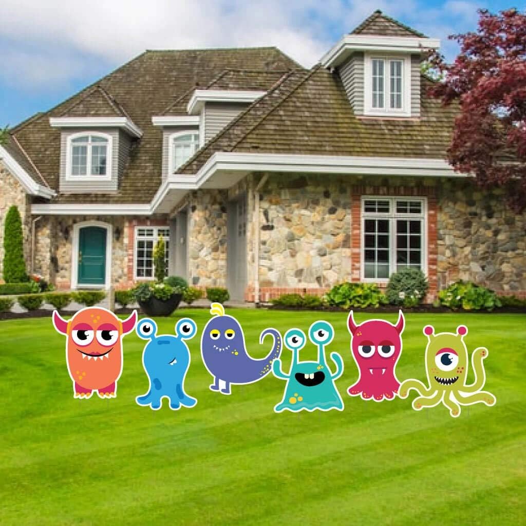VictoryStore Yard Decorations - Monsters 6pc Accessories Outdoor Yard Signs, Stakes Included 13657