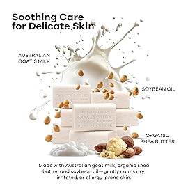 Australian Botanical Soap Goat Milk Soap Bar - Triple-Milled Body Cleanser with Shea Butter & Soya Bean Oil - Gentle Hydration for Sensitive Skin 6.8 oz - 1 Pack