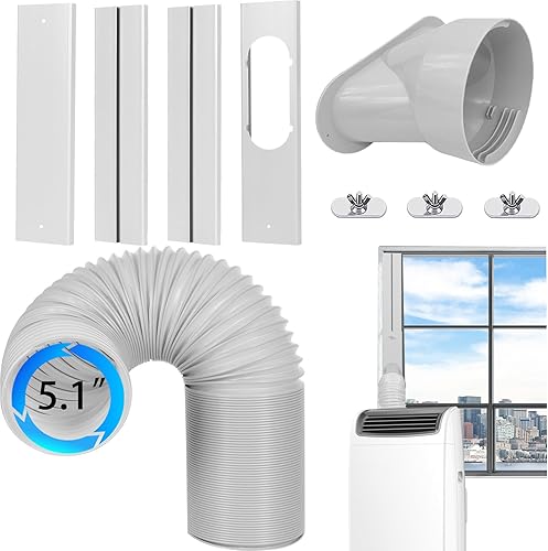 Kit de ventilación de aire acondicionado portátil con manguera de escape de 5.1 pulgadas de diámetro, manguera de escape ajustable de 59 pulgadas de