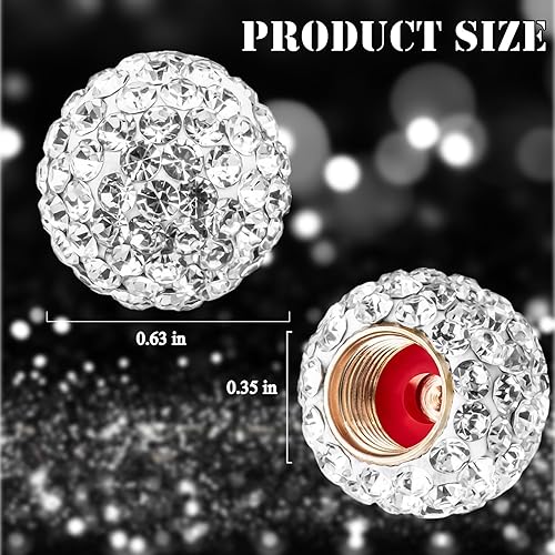 Miniatura 2 de 4 piezas de tapones de válvula de neumático con cristal brillante y diamante, tapones de rueda de coche con diamantes de imitación brillantes para