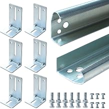 Garage Door Vertical Track Replacement with Jamb Bracket J6, 6 Pack, Galvanized Steel Garage Door Hardware Rails Kit for 2" Light Commercial Side Track Rollers and 7 Ft Tall