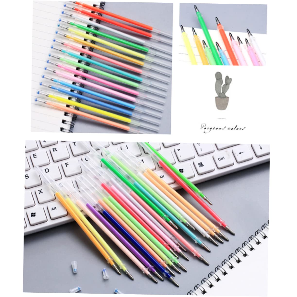 SHINEOFI 3pezzi Ricariche Gel Penne Glitterate Colorate Confezione Da Neon e Pastello Per Disegni Scrapbooking e Artigianato Inchiostro Sicuro e Fluido Per Libri Da Colorare e Diari