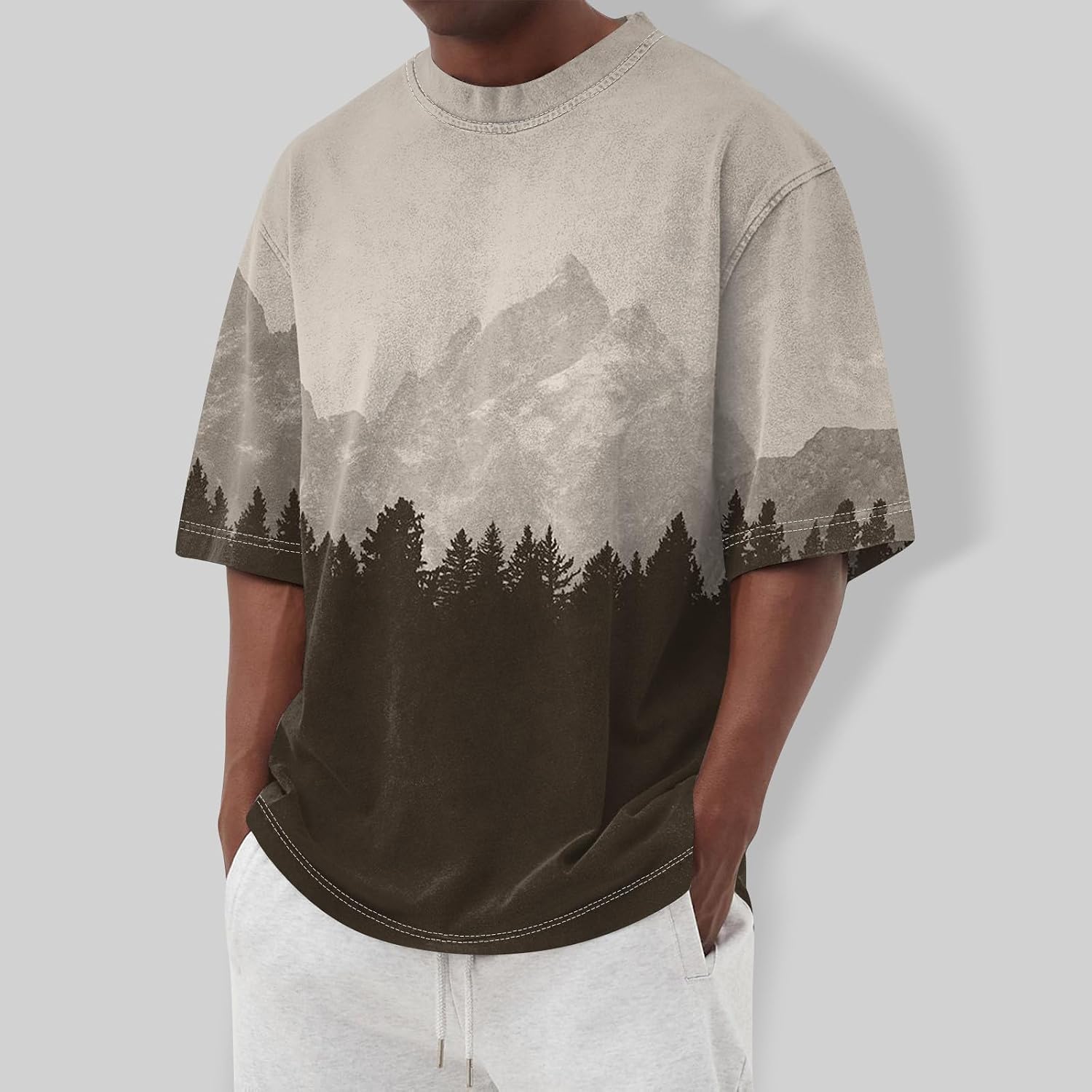 WENKOMG1 Men's Casual T Shirts Short Sleeve Round Neck Graphic Print Fashion Summer Beach Tee Tops, S-4XL