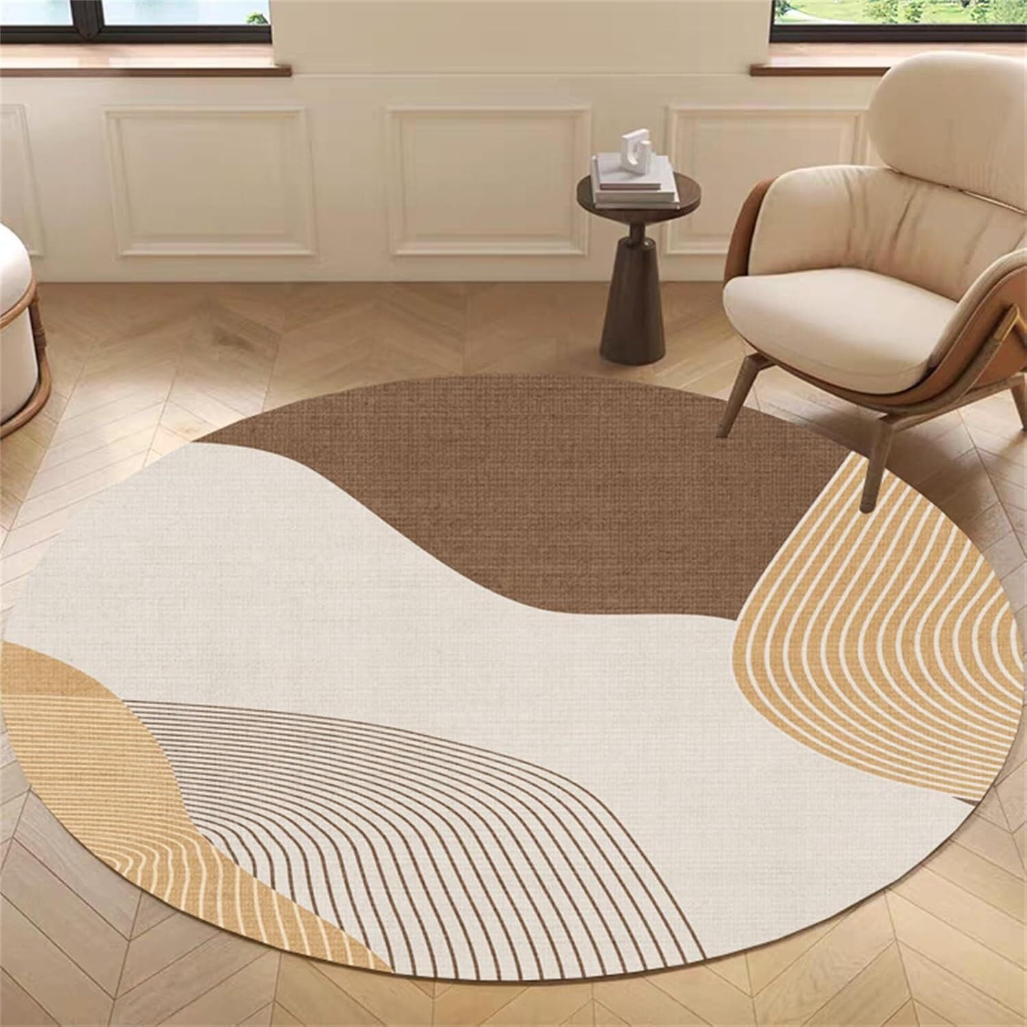 SSDDLZEQ Premium durable range Nordic-style Round Computer Chair And Gaming Chair Cushion(Minimalist Lines,60cm)