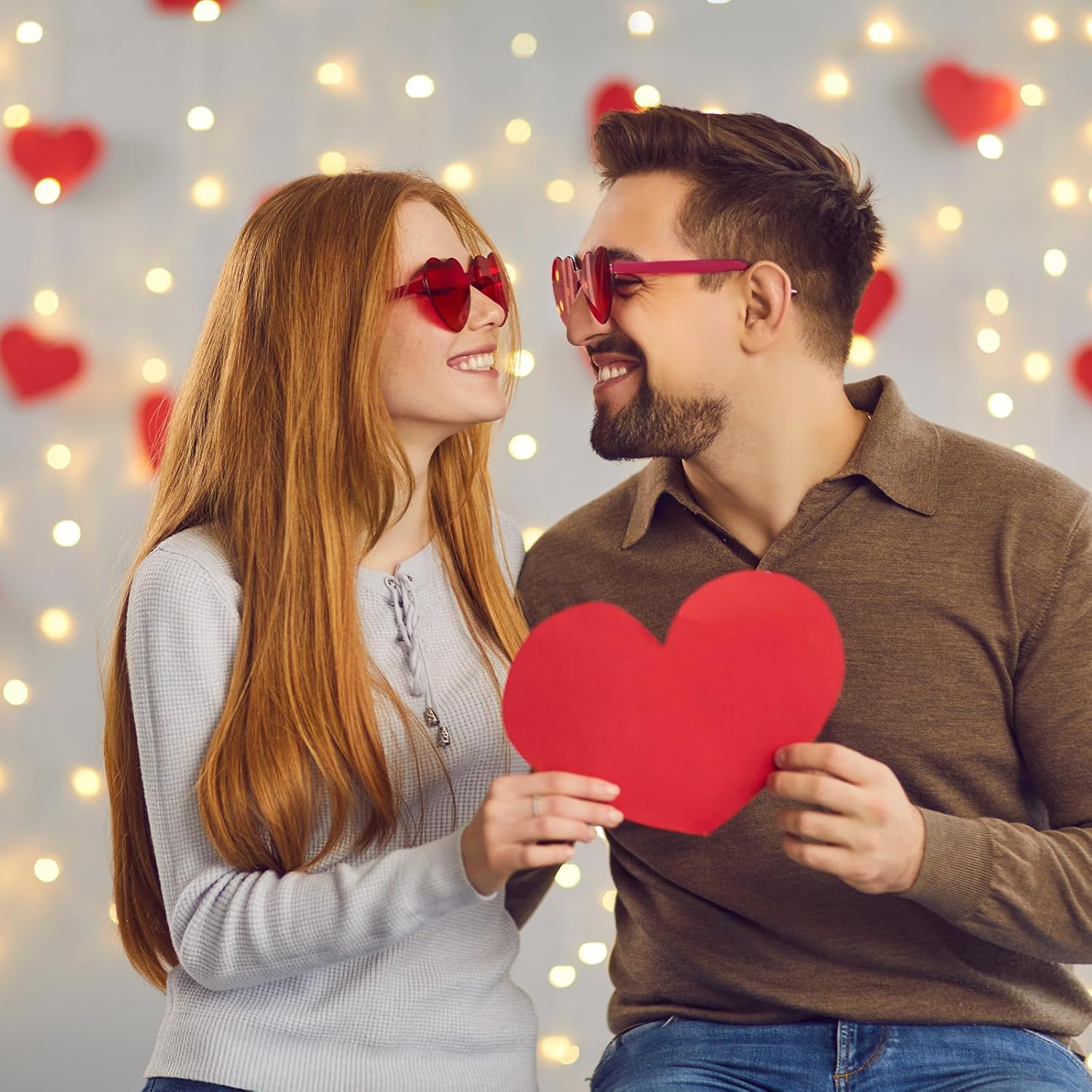 NACHLYNN 4 Pairs Red Heart Sunglasses for Women Rimless Heart Shaped Sunglasses Candy Color Glasses for Party Favors - Image 5