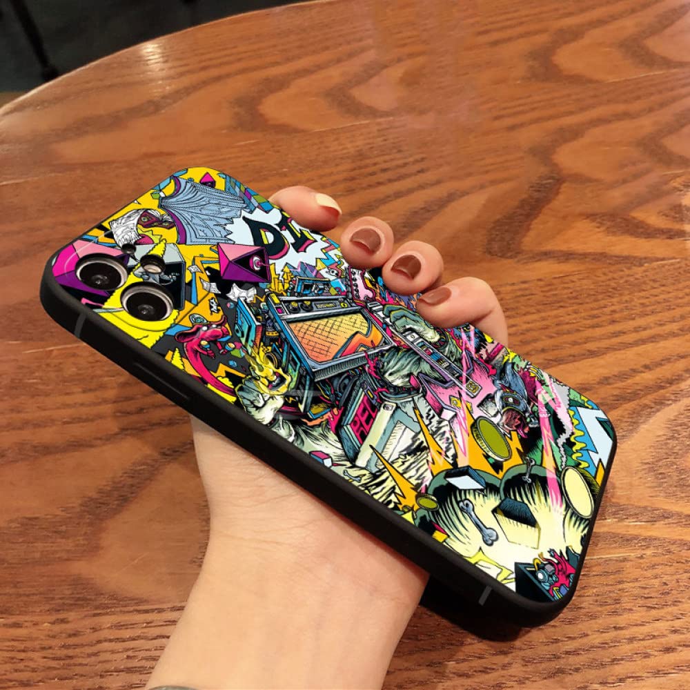 Amazon.co.jp: Art Color Graffiti Phone Case For iPhone 12 11 13