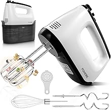 FOPHERE Electric Kitchen Mixer 400 W, 6 Turbo Speed, Electric Whisk with Washable Stainless Steel Accessories, Vertical Design & 1 Click Eject Button, Ideal for Beginners